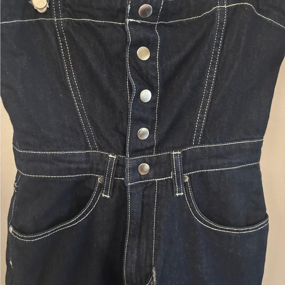 WeWoreWhat Bustier Wide Leg Jumpsuit Overalls in Indigo Denim Size 2 NWT - Picture 4 of 8